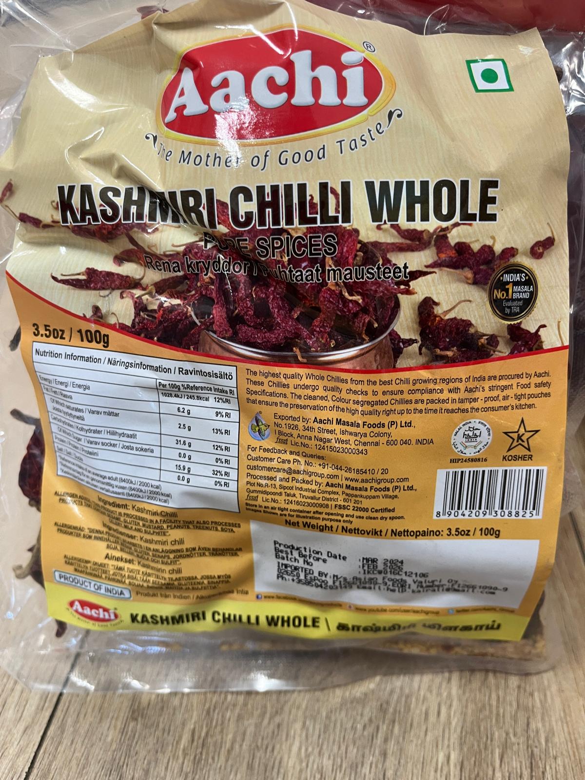 Aachi Kashmiri Whole Chilli 100g